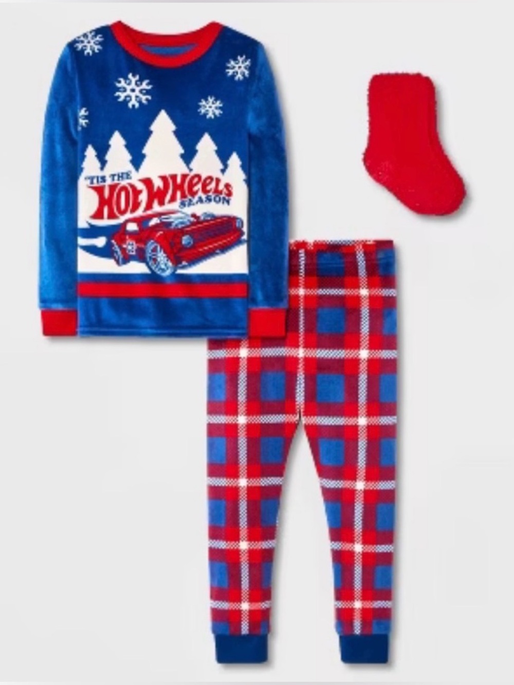 Toddler's Blue & Red Hot Wheels Holiday Pajama Set